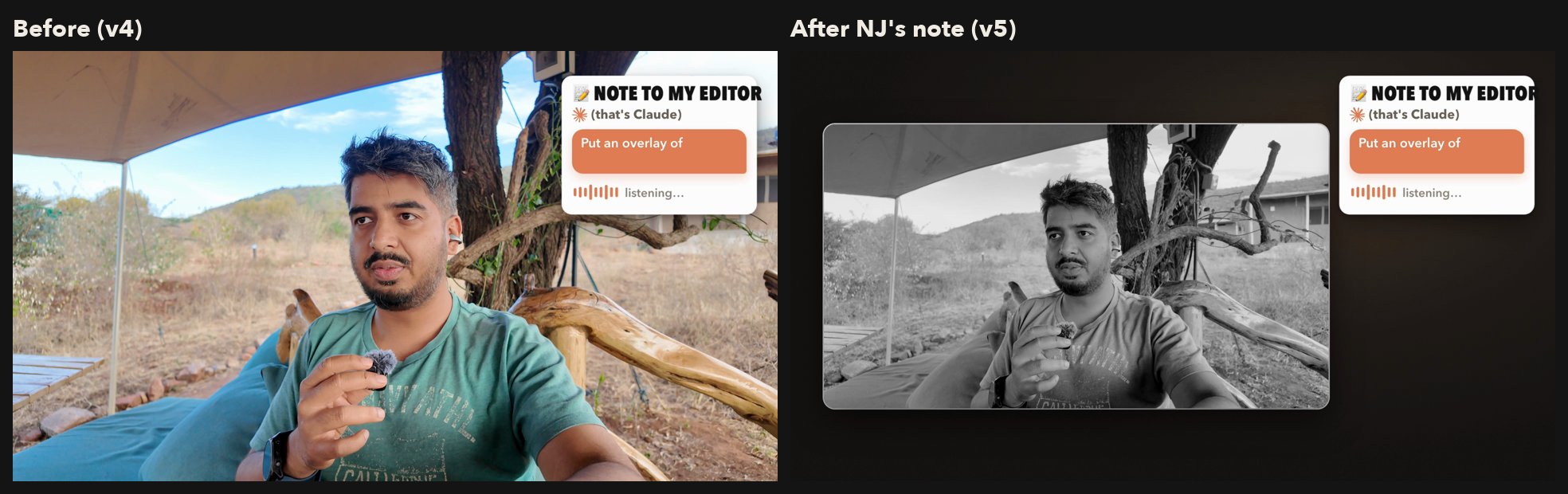 Before and after my note on the part where I talk to Claude